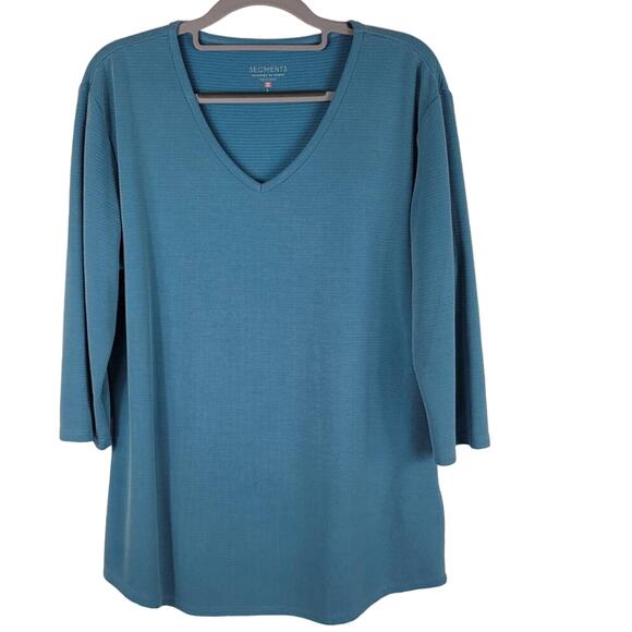 Seg'Ments TV-Neck Heathered Blue Tencel Blend Made in Canada Winter Top L - Picture 1 of 4